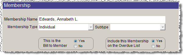 detail image of the Membership section of the Contact screen