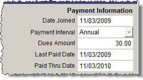 detail image of the payment information section of the membership screen