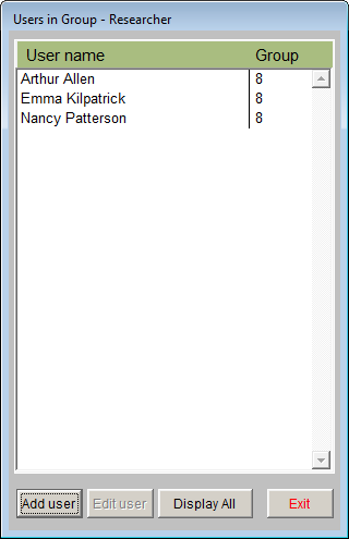 Users in Group screenshot