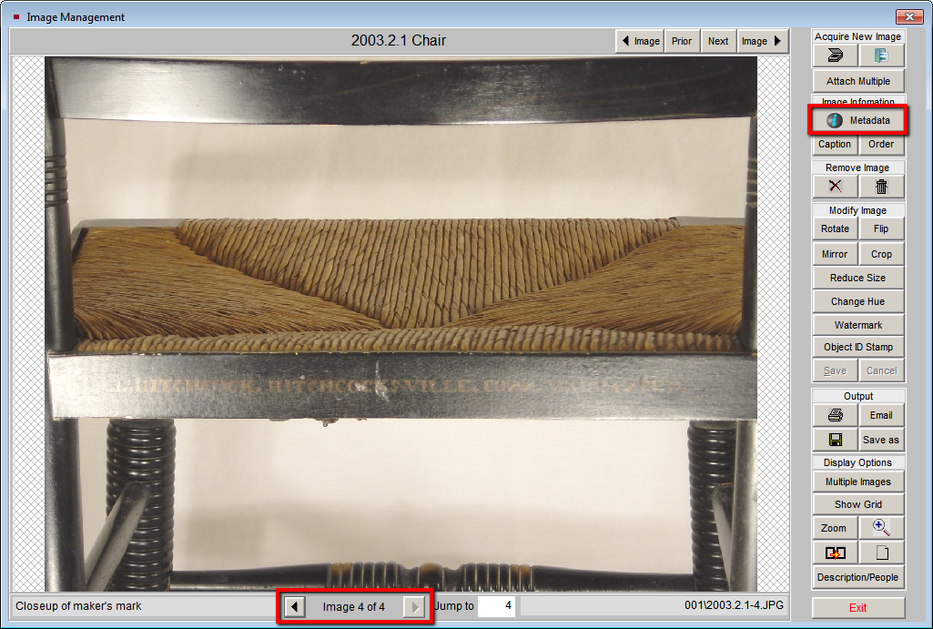 Image Management screen