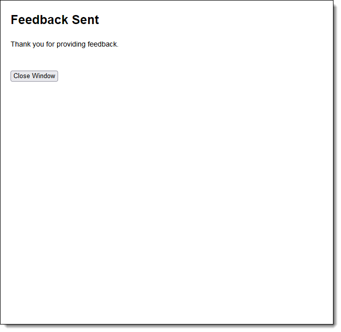 Feedback Confirmation Message after Feedback Form is sent