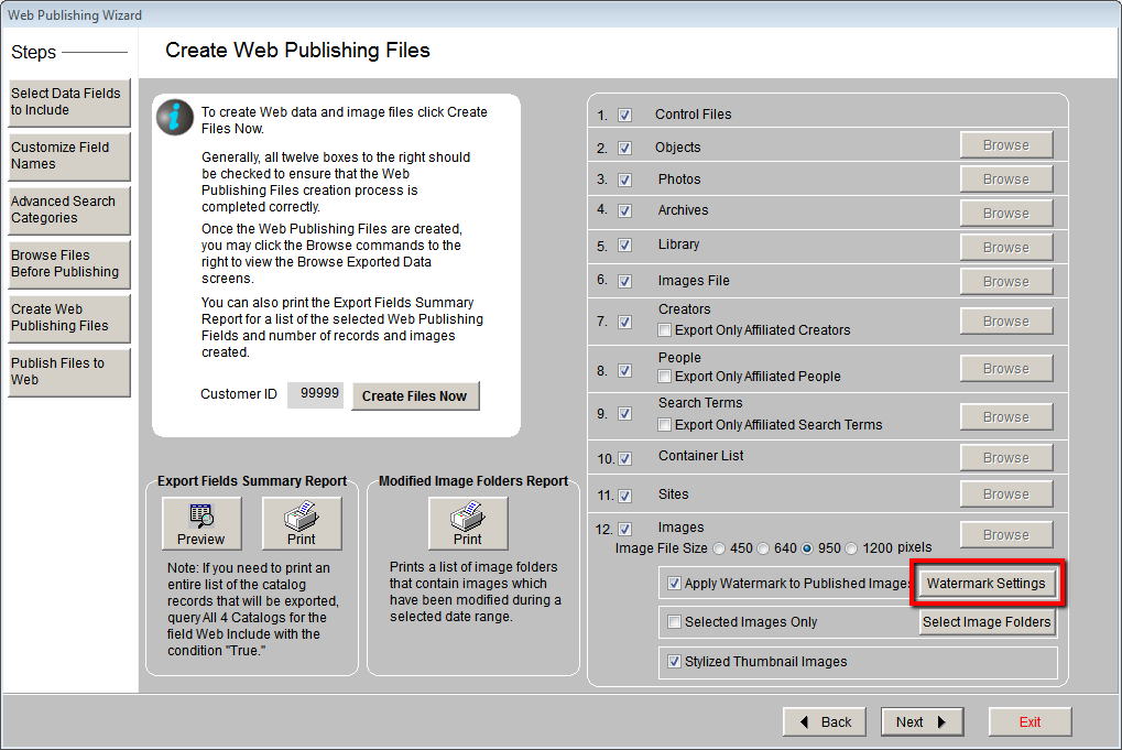 Watermark Settings
