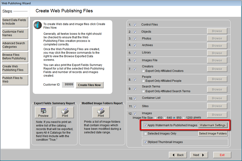 Apply Watermark Check Box