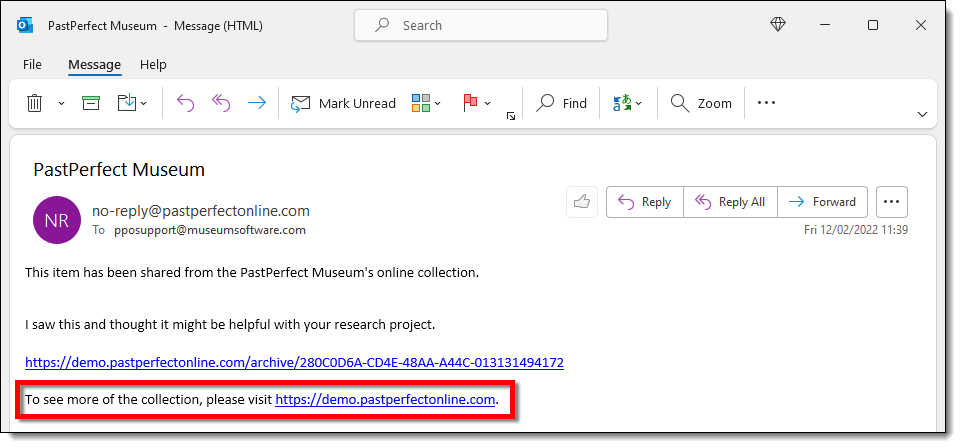 Received mmail from the PPO Site highlighting the Email Message Footer text