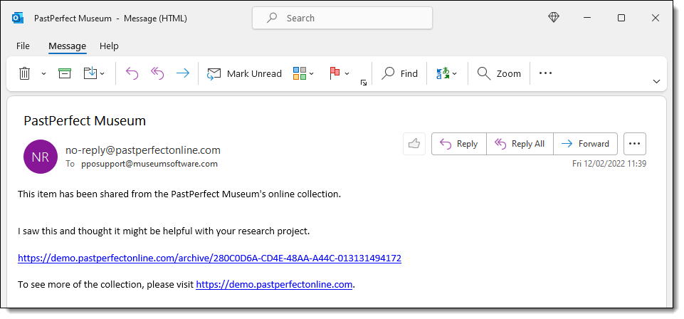 Received email from Email a Friend Form