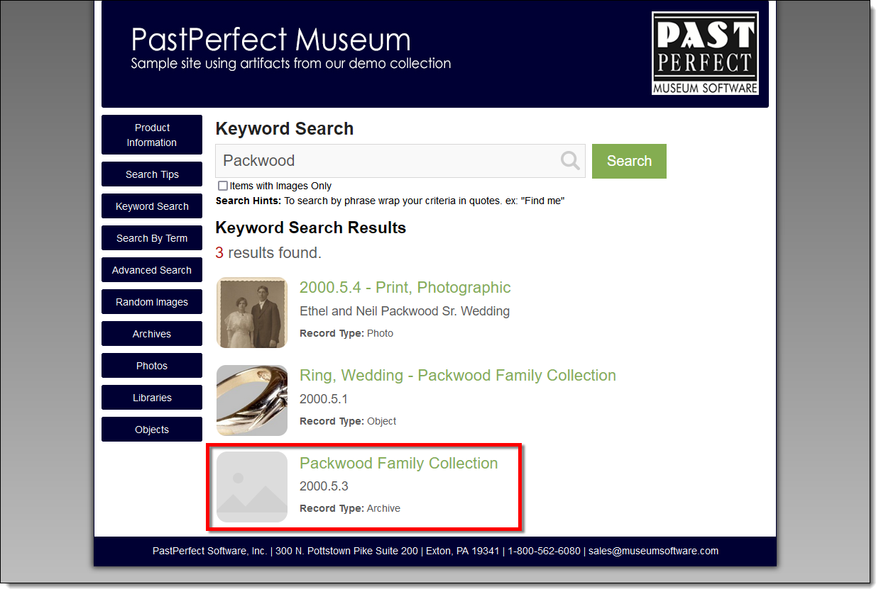 Example of record without image